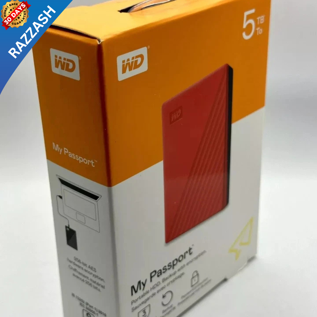 WD 5TB My Passport Portable External Hard Drive – Red – USB 3.0 | RAZZASH USA