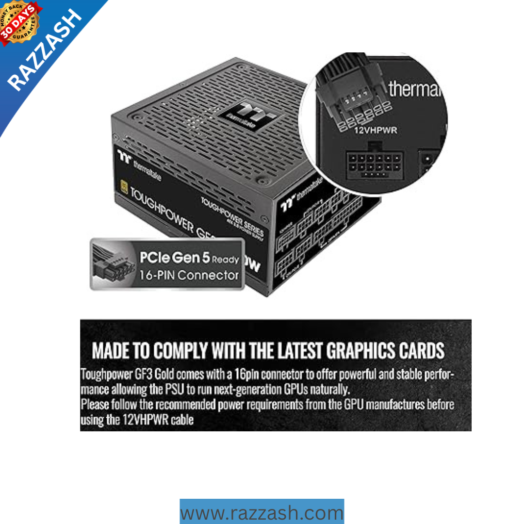 Thermaltake Toughpower GF3 1200W 80+ Gold Fully Modular ATX 3.0 PSU – PCIe Gen 5 Ready | RAZZASH USA