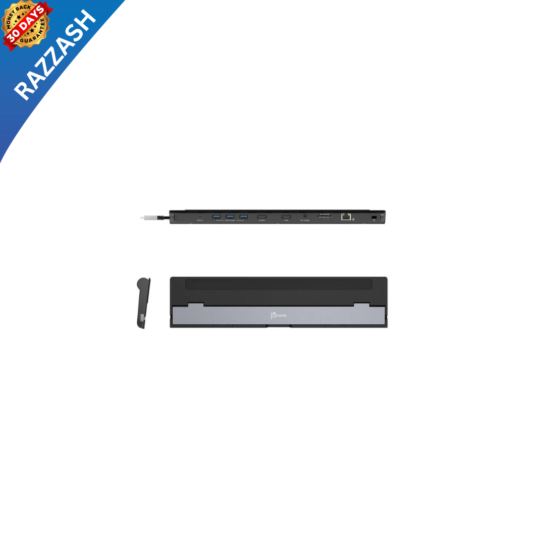 j5create USB-C Dual HDMI Docking Station (JCD542) – 10-in-1 Hub, 100W PD, 4K/1080p, Gigabit Ethernet | New | RAZZASH USA