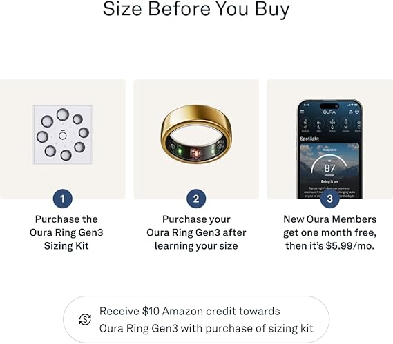 RAZZASH | Oura® Ring Gen3 Horizon - Gold - Size US7 - Smart Ring Sleep and Fitness Tracker USA