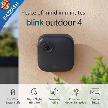 Blink® Outdoor 4 (4th Gen) Smart Security Camera - 1080p HD, Weatherproof, Alexa Compatible – Brand New | RAZZASH
