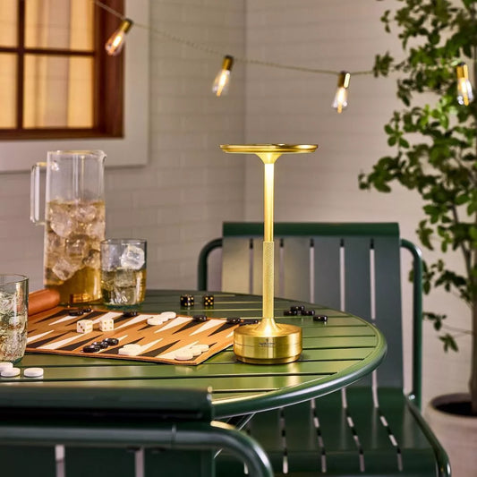 Hearth & Hand with Magnolia® Portable LED Tabletop Lamp Rechargeable, Brass Gold