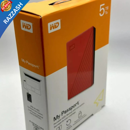 WD 5TB My Passport Portable External Hard Drive – Red – USB 3.0 | RAZZASH USA