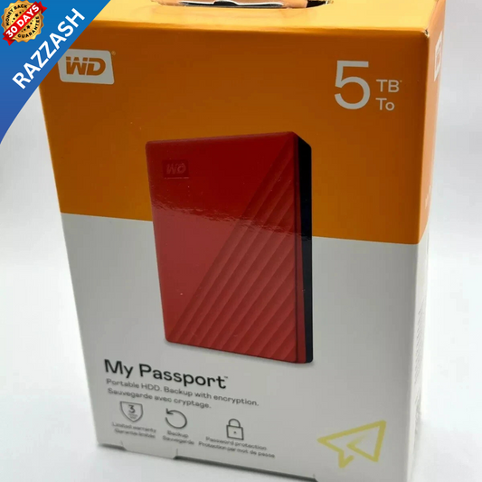 WD 5TB My Passport Portable External Hard Drive – Red – USB 3.0 | RAZZASH USA