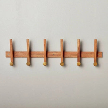 Hearth & Hand w/ Magnolia® Wood Brass Wall Hook Rack Hanging Rail 6