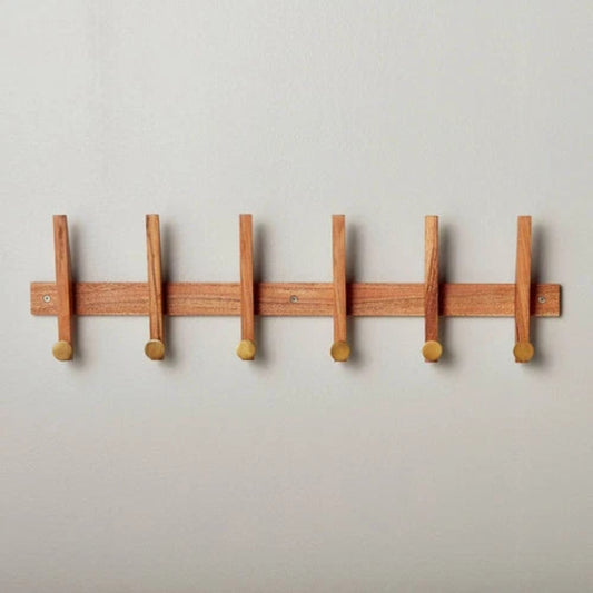 Hearth & Hand w/ Magnolia® Wood Brass Wall Hook Rack Hanging Rail 6