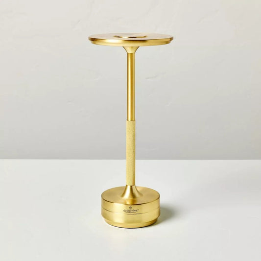Hearth & Hand with Magnolia® Portable LED Tabletop Lamp Rechargeable, Brass Gold